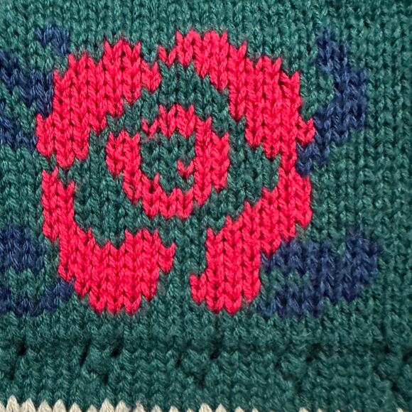 Vintage Express Tricot Cotton Tunic Length Sweater Size Large Red Blue Green - Picture 7 of 9